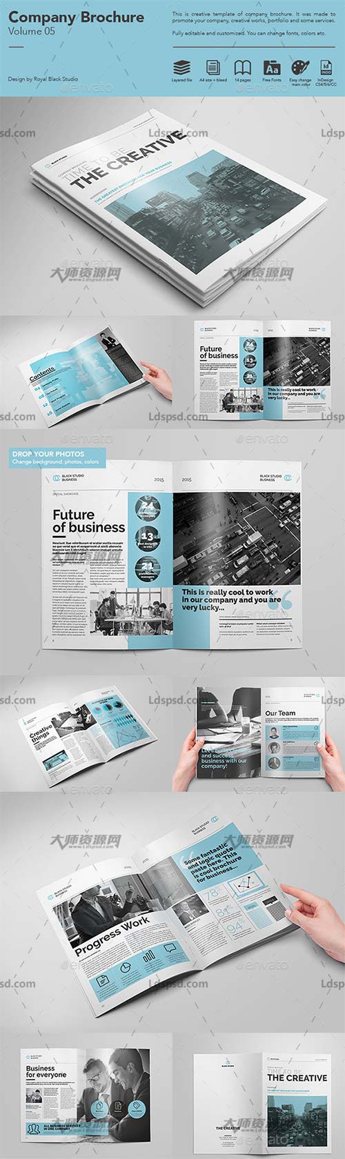 Company Brochure Vol.5,indesign模板－商业手册(通用型/14页)